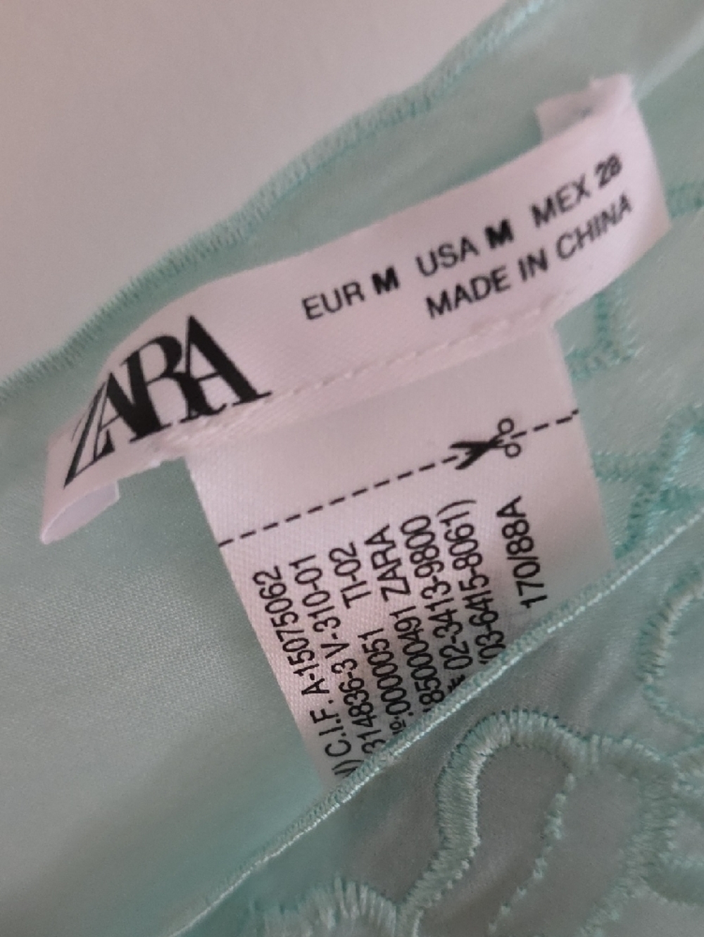 Zara Mint Green Embroidered Long Slip Dress - Picture 2 of 4
